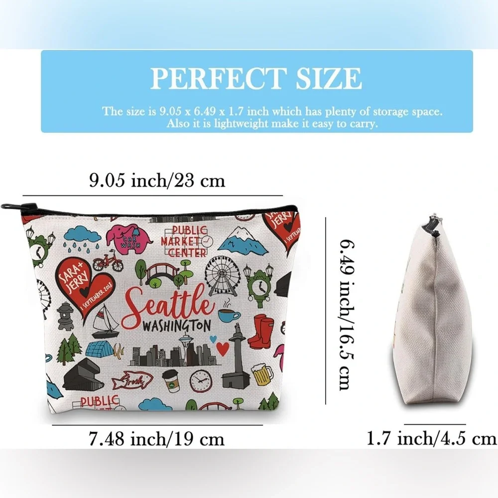 GJTIM women’s Seattle Washington Graphic Makeup Bag